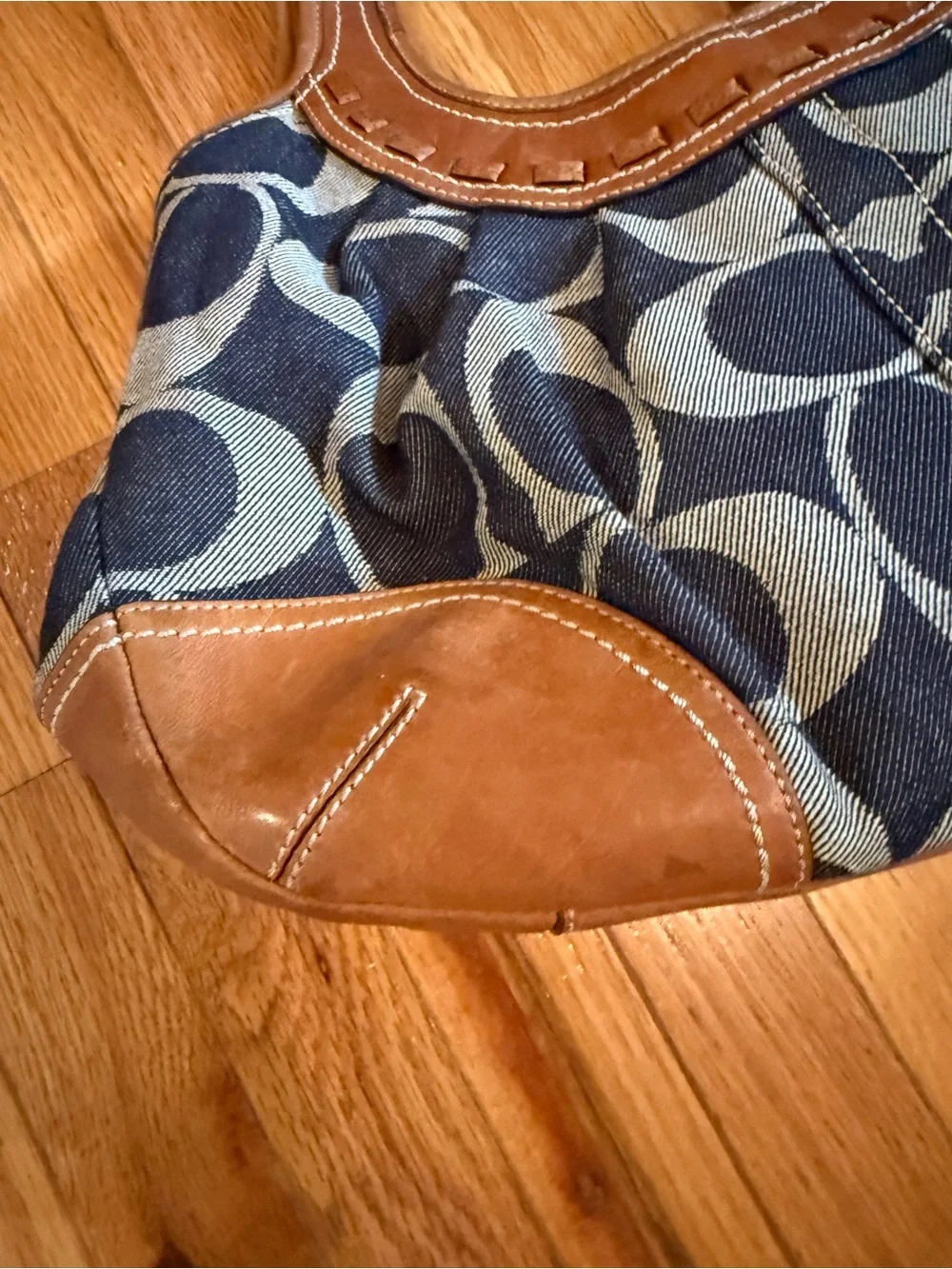 Coach Ergo Signature Denim Pleated Hobo Bag w/ Large Kisslock & Tattersall